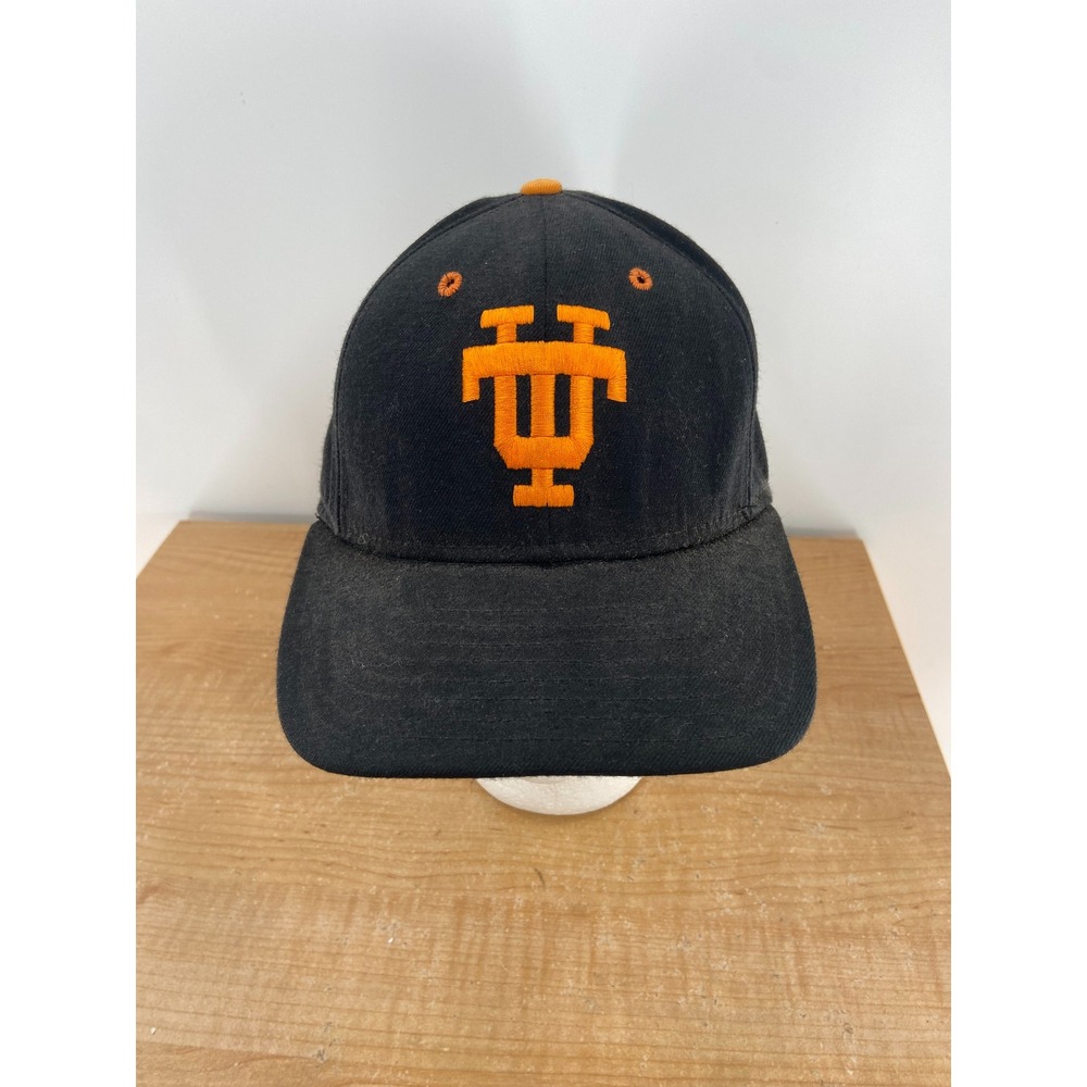 Vintage DeLONG‎ Tennessee Volunteers Black Orange Baseball Cap Hat Size 7 1/4